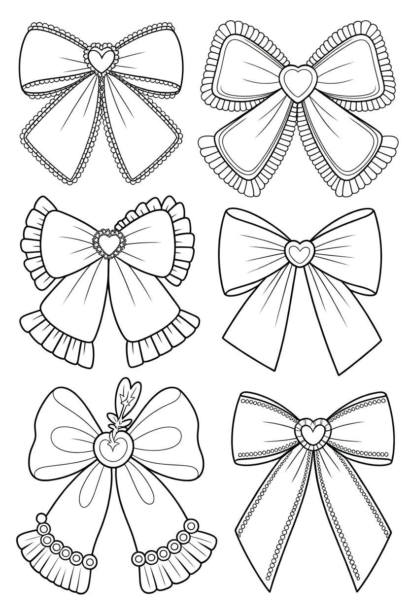 Bows Design 2 - Bows coloring pages Free Printable for Kids & Adults