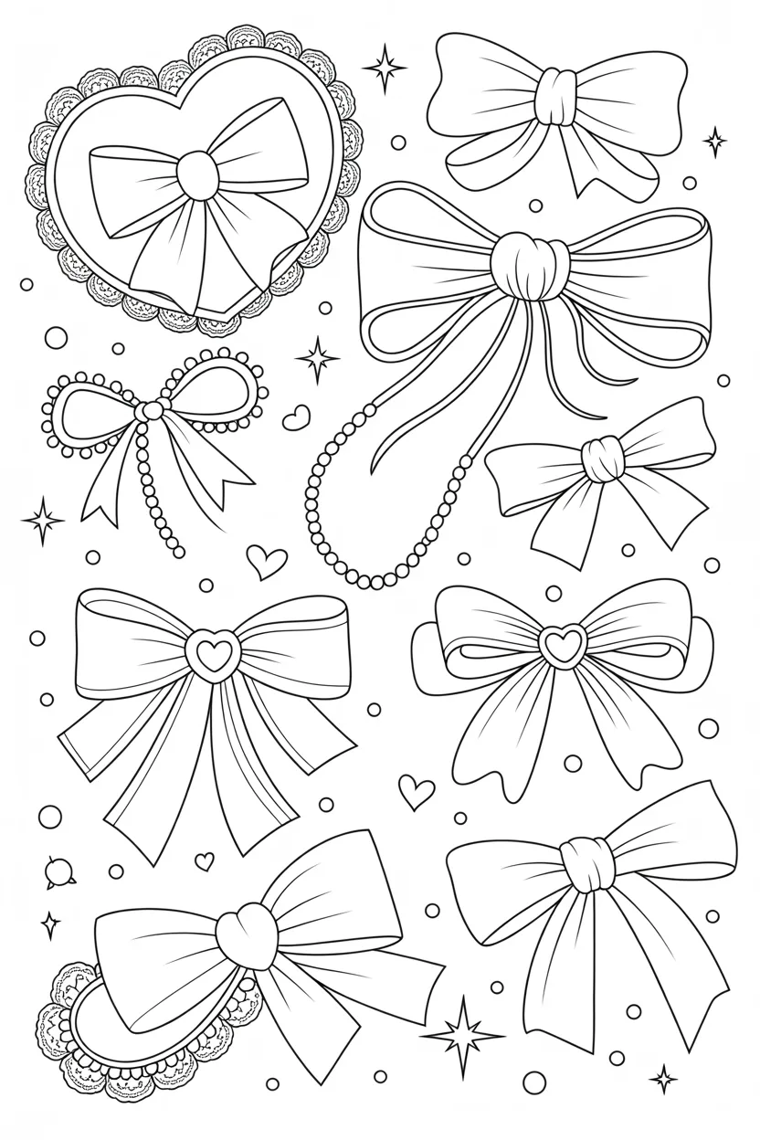 Bows Design 3 - Bows coloring pages Free Printable for Kids & Adults
