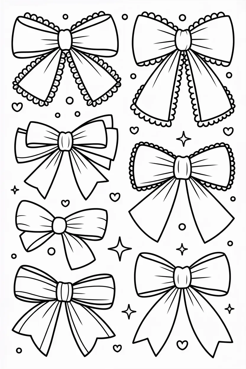 Bows Design 4 - Bows coloring pages Free Printable for Kids & Adults
