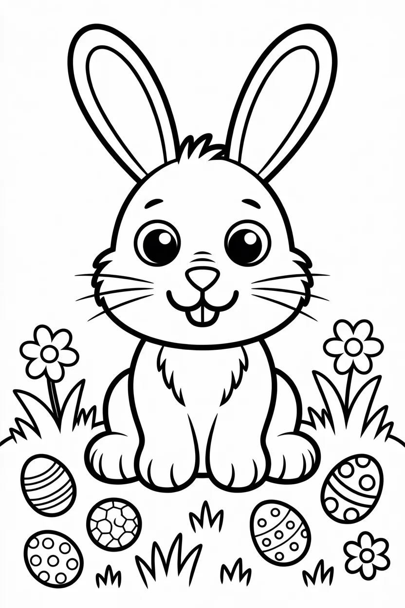 Bunny Design 2 - Bunny Coloring Pages Free Printable - Cute