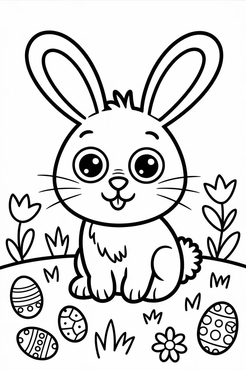Bunny Design 3 - Bunny Coloring Pages Free Printable - Cute