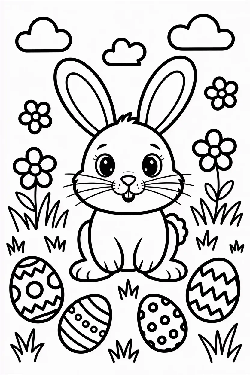 Bunny Design 4 - Bunny Coloring Pages Free Printable - Cute