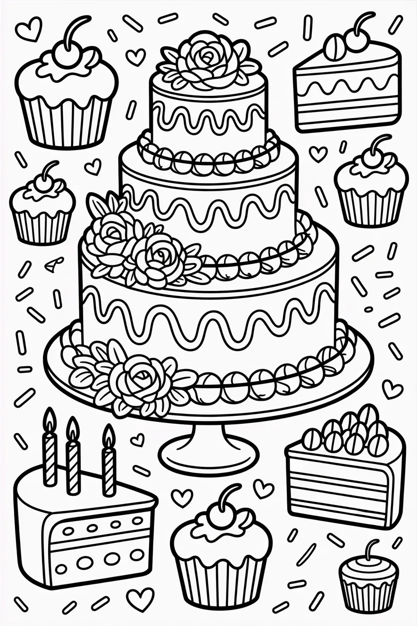 Cakes Design 1 - Cakes Coloring Pages Free Printable for Kids (2)