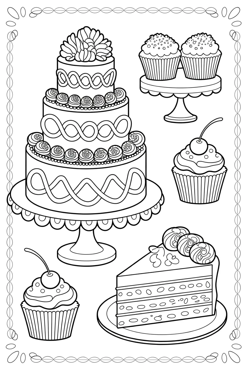 Cakes Design 3 - Cakes Coloring Pages Free Printable for Kids