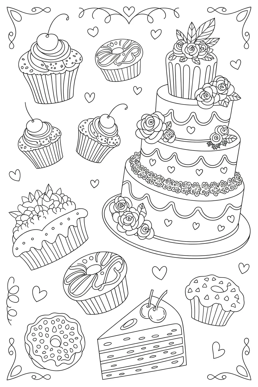 Cakes Design 4 - Cakes Coloring Pages Free Printable for Kids