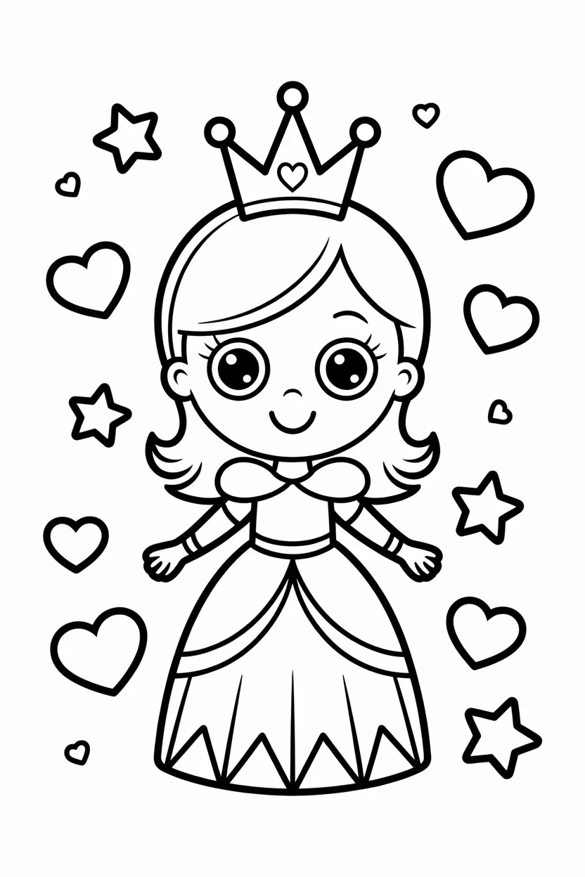 Cartoon princess Design 1 - cartoon princess coloring pages free printable - Cute