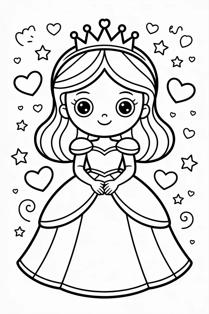 Cartoon princess Design 4 - cartoon princess coloring pages free printable - Cute