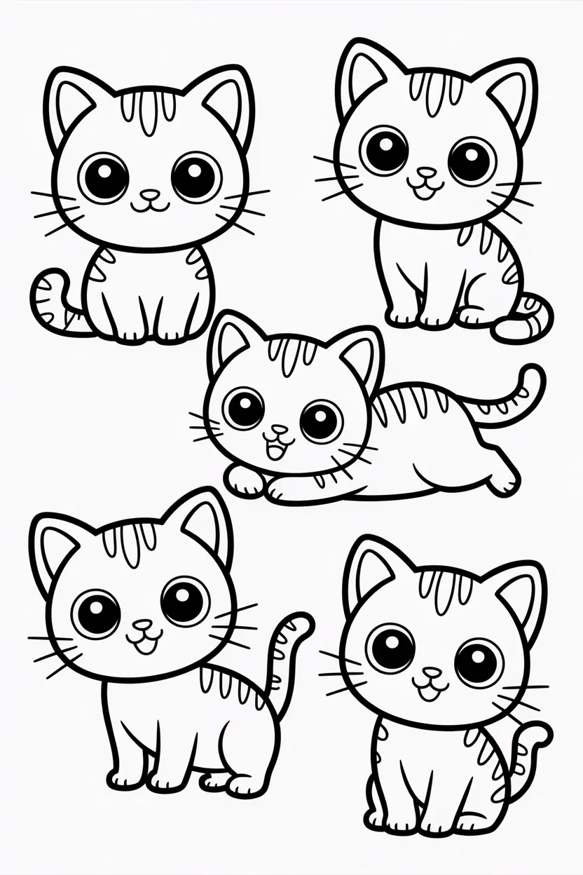 Cats Design 2 - Cats Coloring Pages Free Printable for Kids - Cute