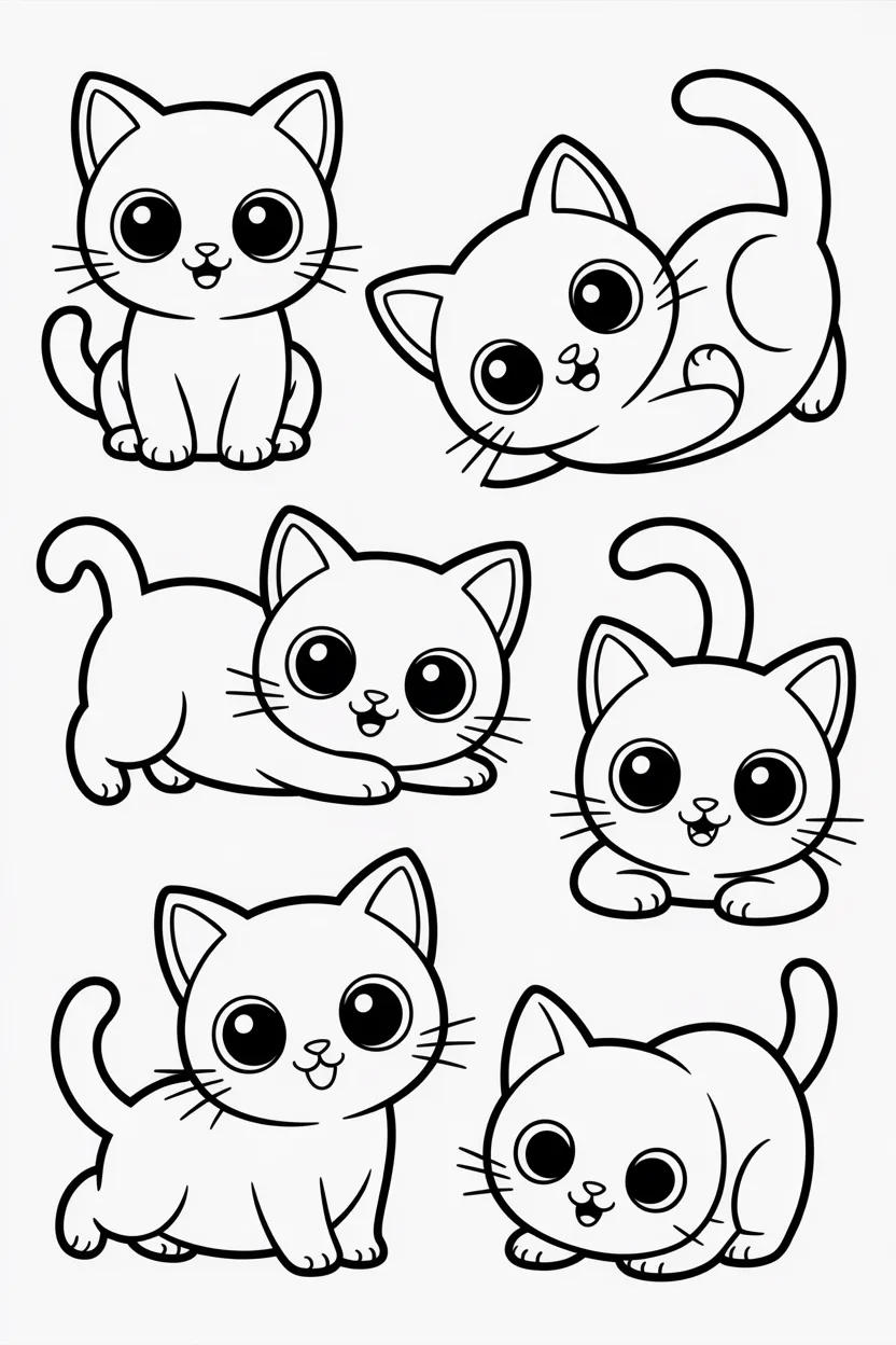 Cats Design 3 - Cats Coloring Pages Free Printable for Kids - Cute
