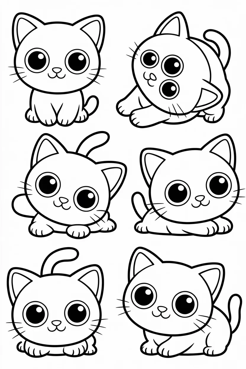 Cats Design 4 - Cats Coloring Pages Free Printable for Kids - Cute