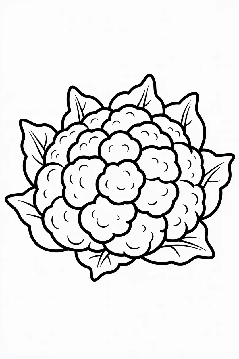 Cauliflower Design 1 - Cauliflower coloring pages free printable for Kids - Veget