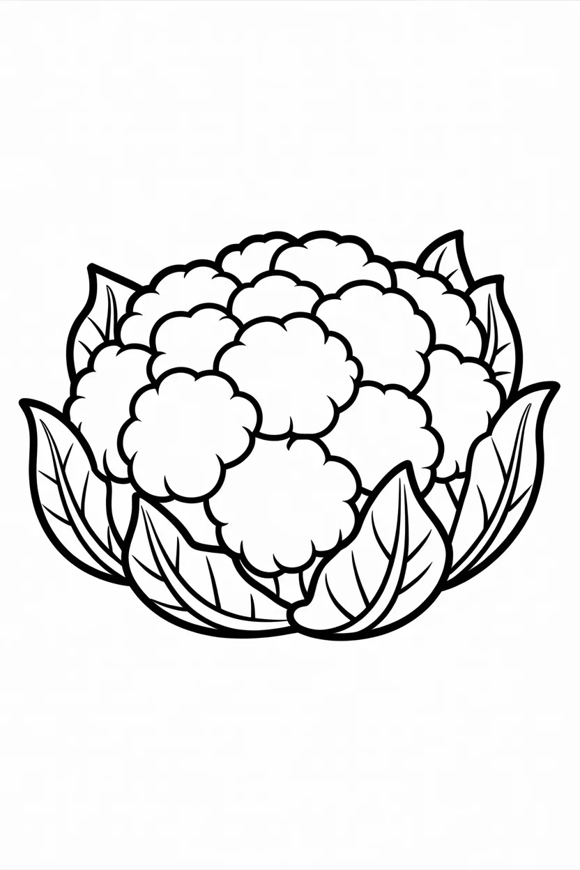 Cauliflower Design 2 - Cauliflower coloring pages free printable for Kids - Veget