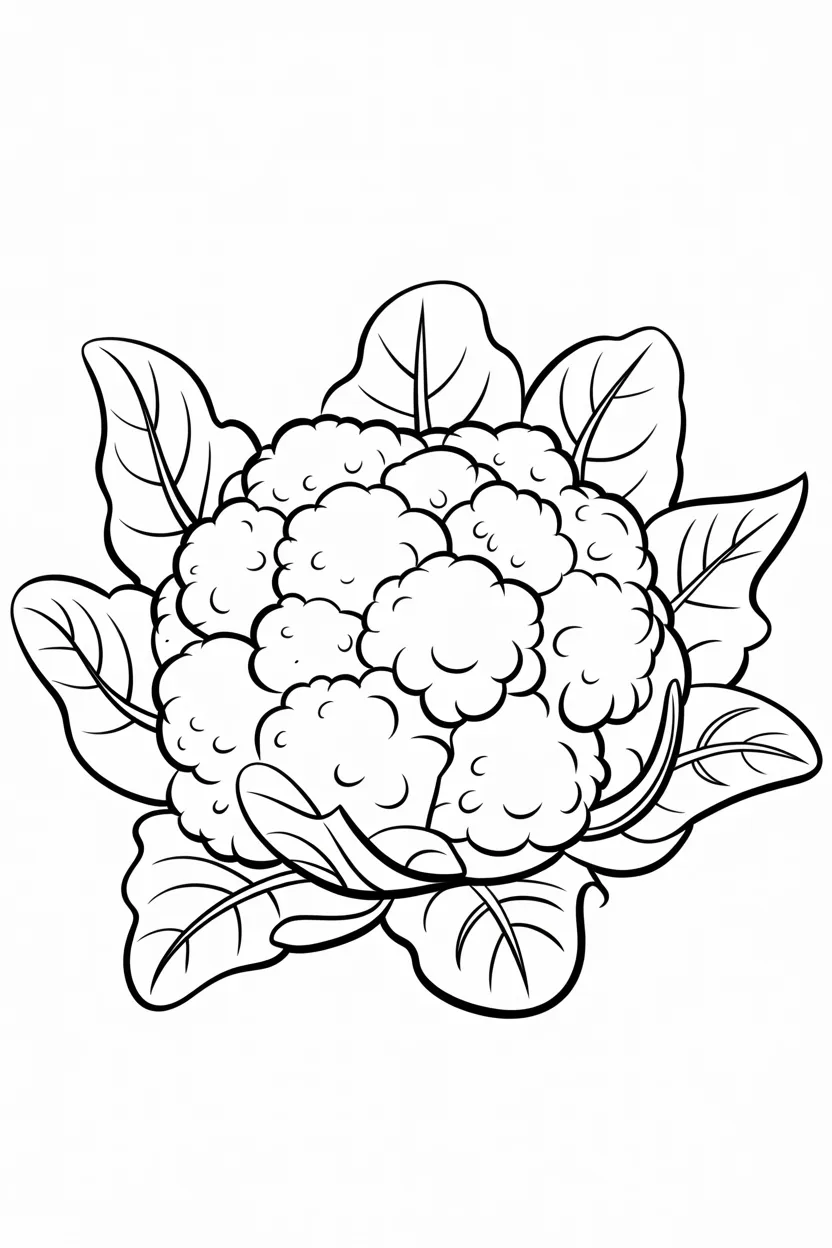 Cauliflower Design 4 - Cauliflower coloring pages free printable for Kids - Veget