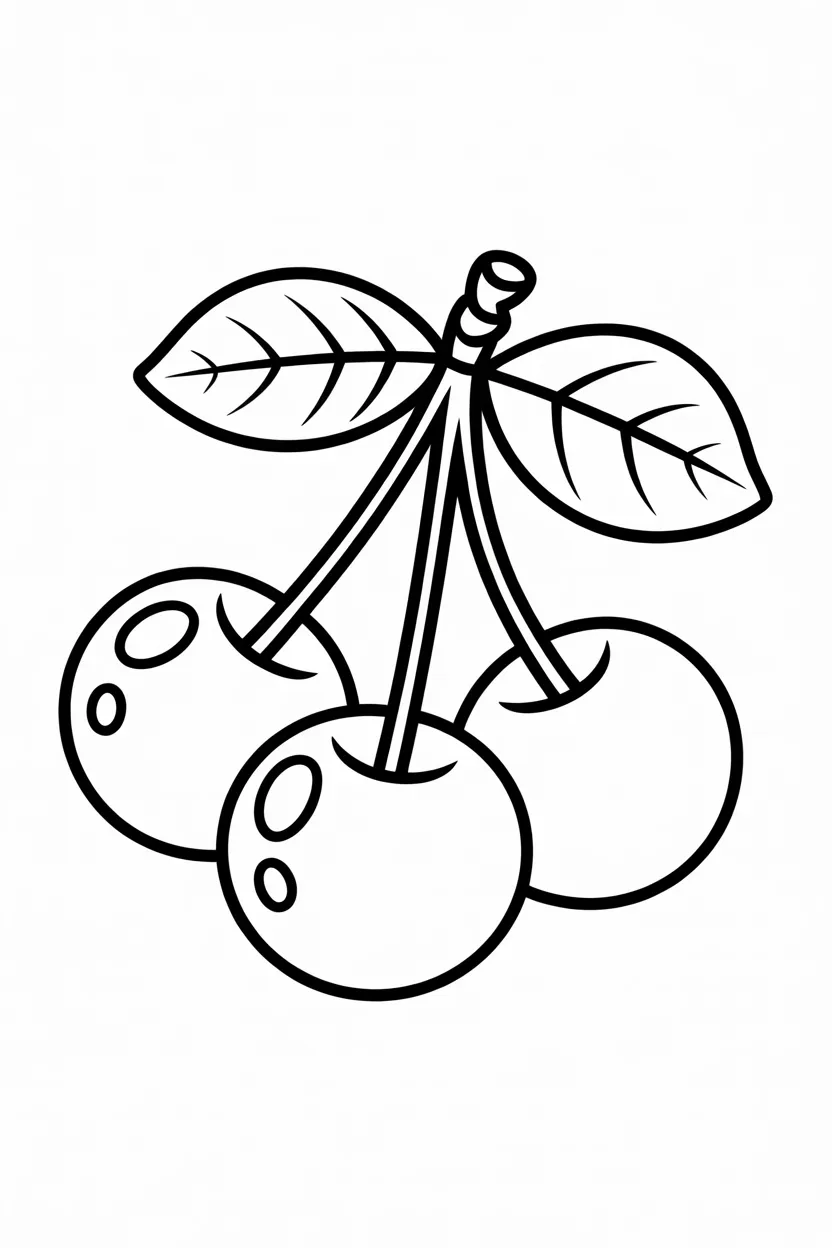 Cherries Design 1 - Cherries Coloring Pages Free Printable for Kids - Cute