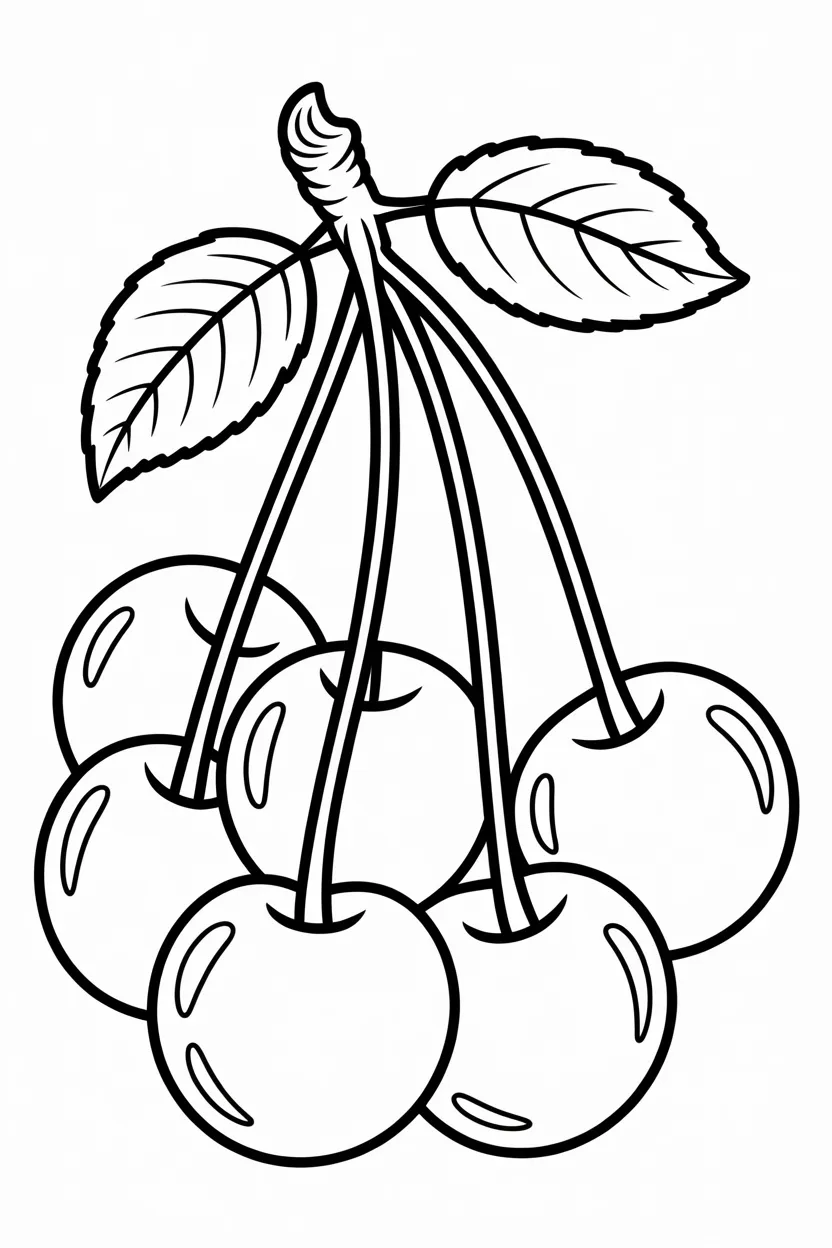Cherries Design 1 - Cherries Coloring Pages Free Printable for Kids - Cute (2)