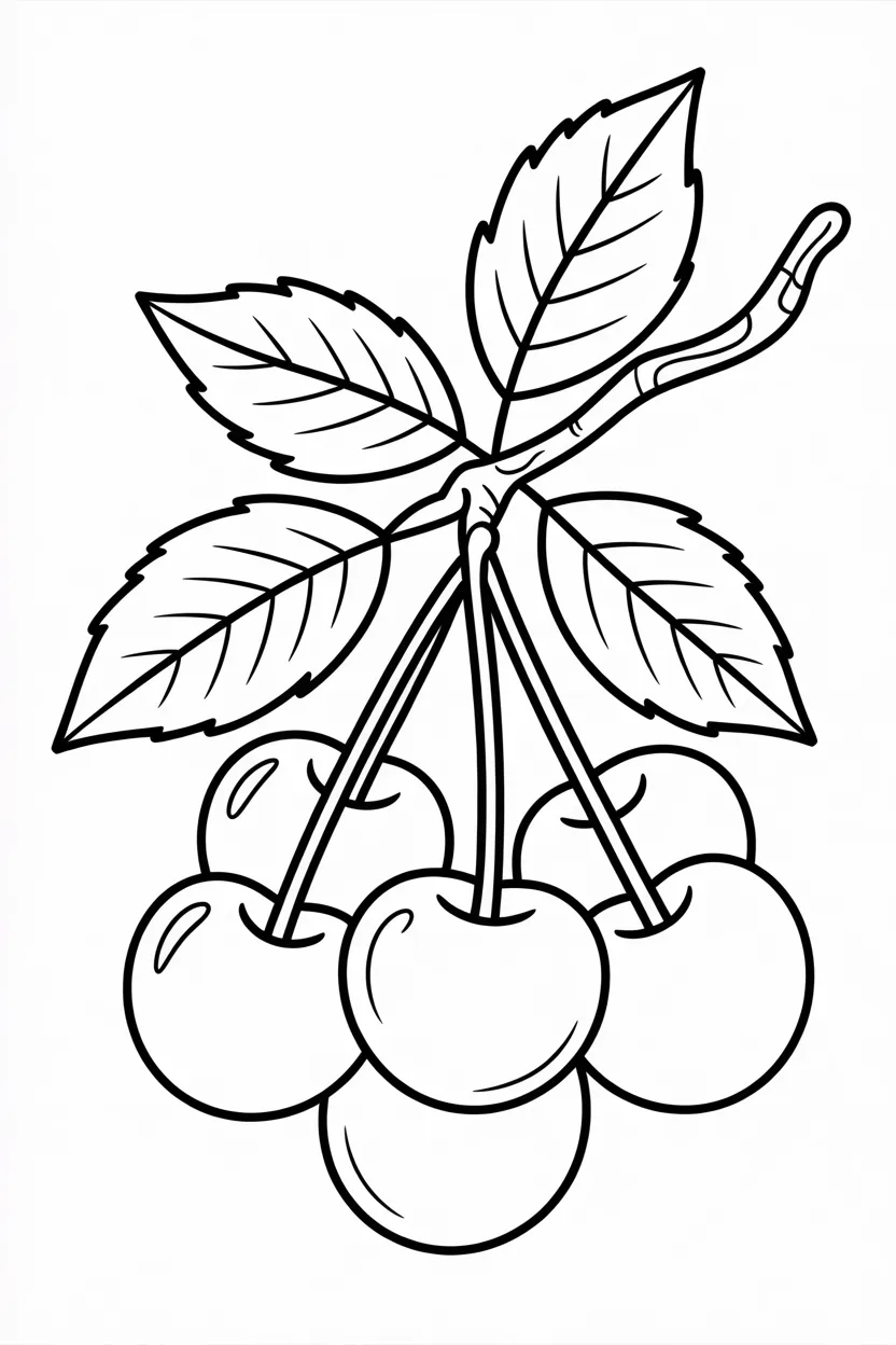 Cherries Design 3 - Cherries Coloring Pages Free Printable for Kids - Cute