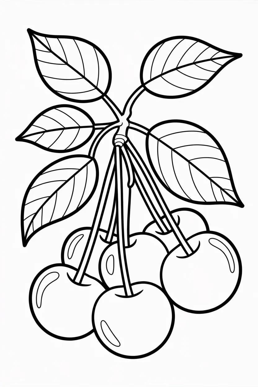 Cherries Design 4 - Cherries Coloring Pages Free Printable for Kids - Cute
