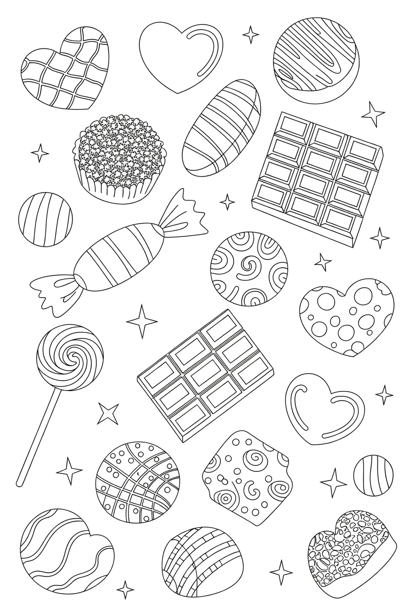 Chocolates Design 1 - Chocolates Coloring Pages Free Printable
