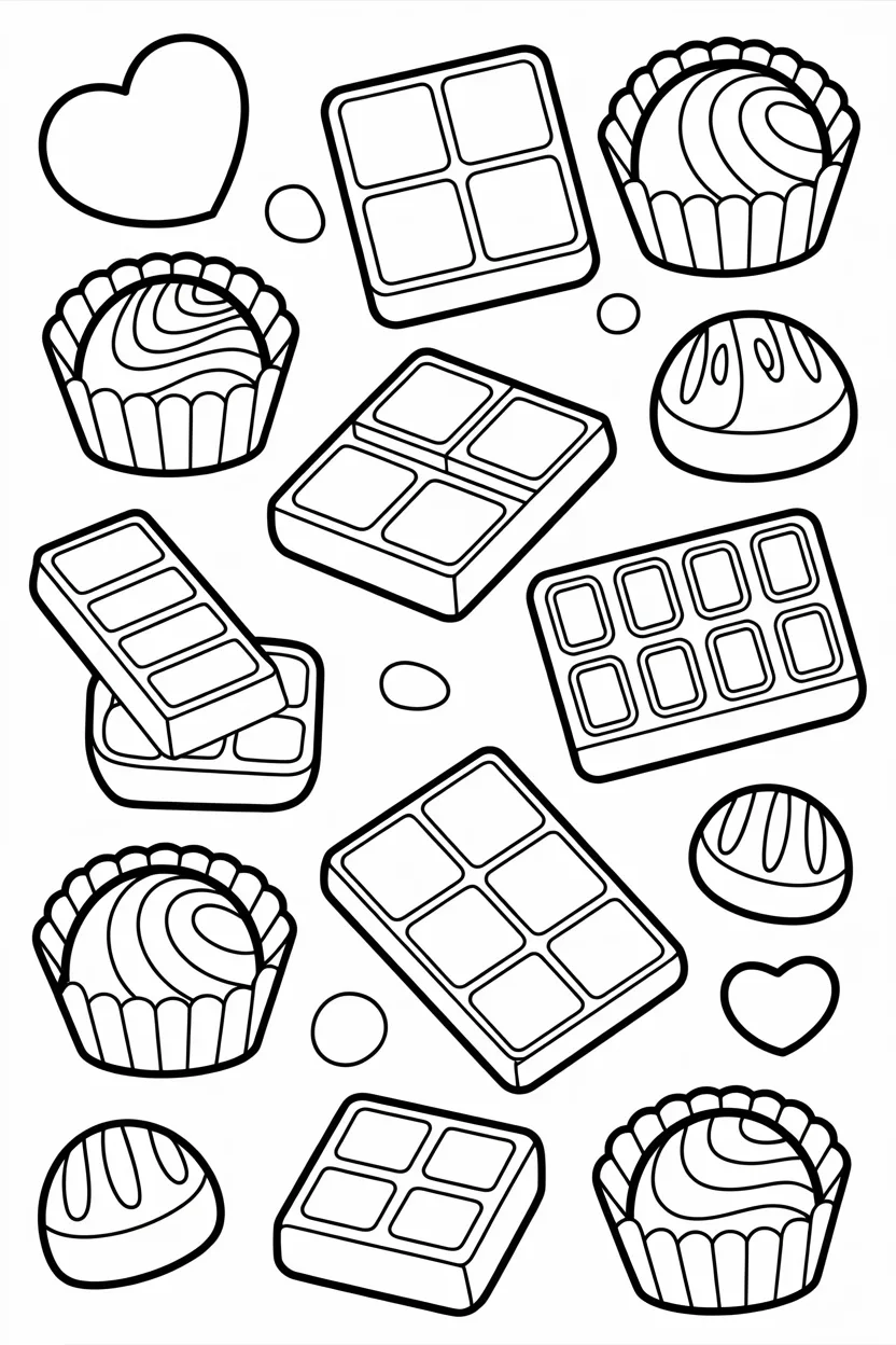 Chocolates Design 3 - Chocolates Coloring Pages Free Printable