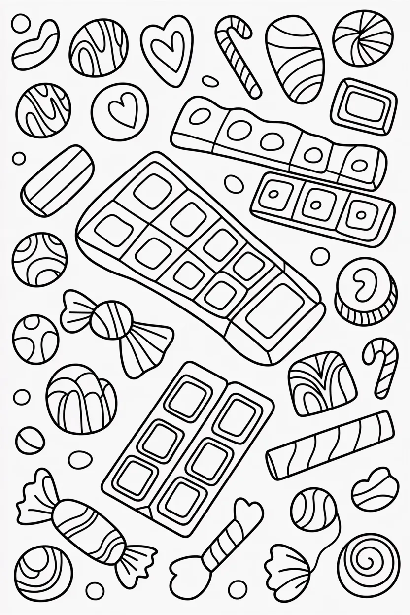 Chocolates Design 4 - Chocolates Coloring Pages Free Printable