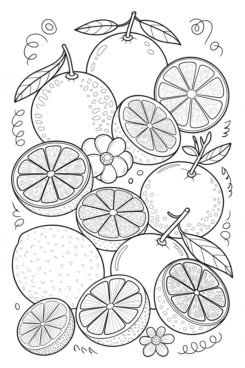 Citrus fruits Design 1 - Citrus Fruits Coloring Pages Free Printable for Kids (2)