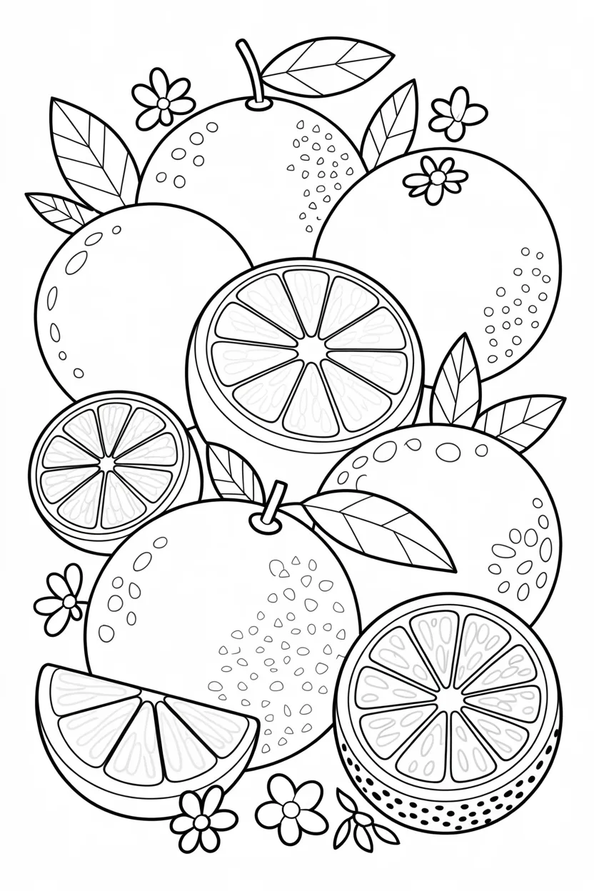Citrus fruits Design 1 - Citrus Fruits Coloring Pages Free Printable for Kids (3)