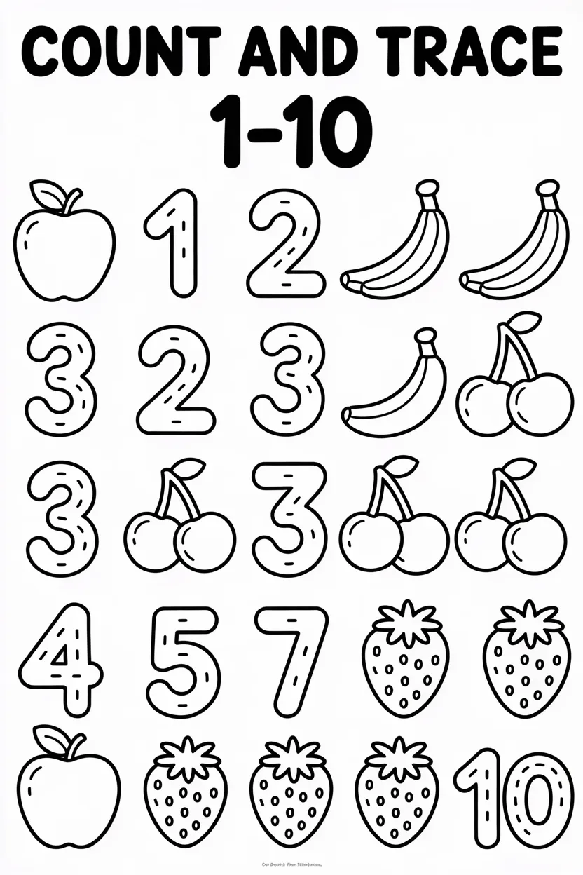 Count trace activity Design 1 - Count and Trace Activity Pages Free Printable for