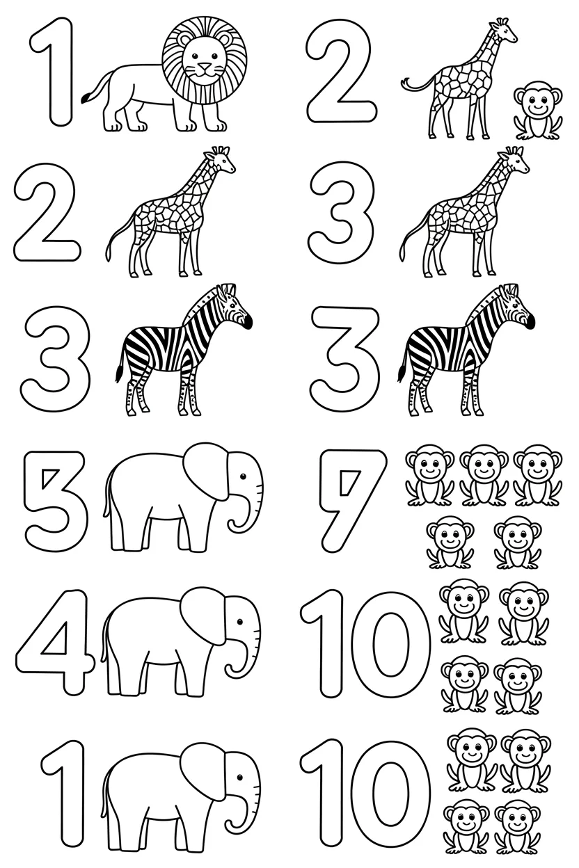 Counting Design 1 - Counting Coloring Pages Free Printable for Kids