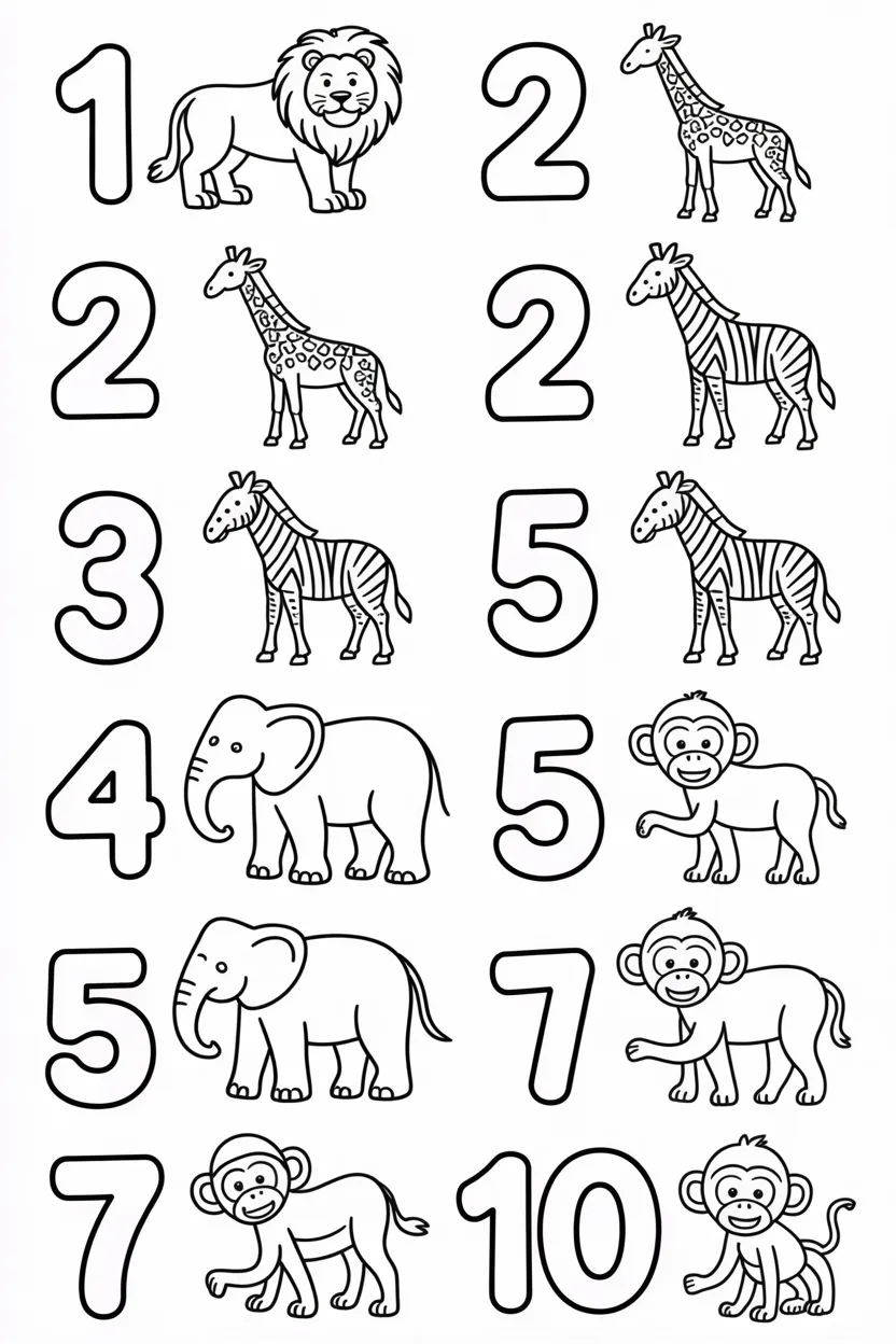Counting Design 3 - Counting Coloring Pages Free Printable for Kids
