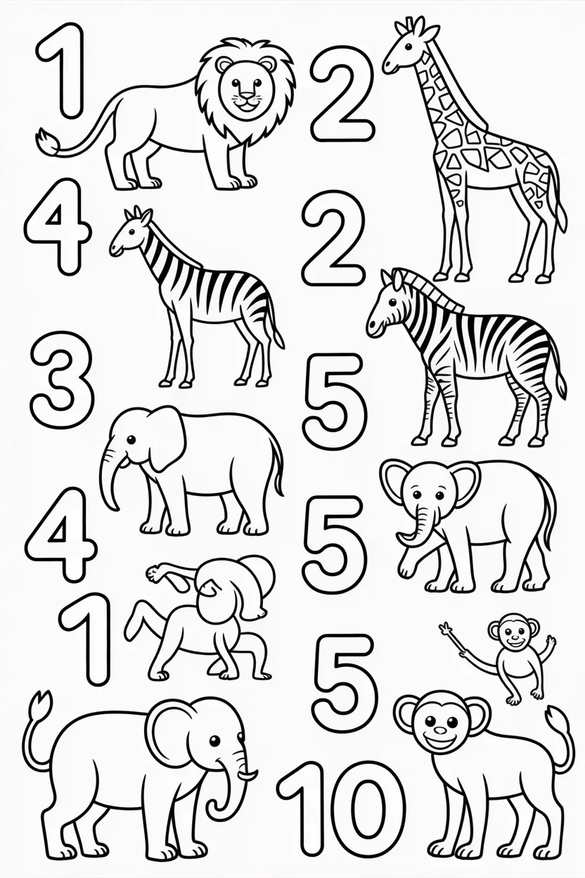 Counting Design 4 - Counting Coloring Pages Free Printable for Kids