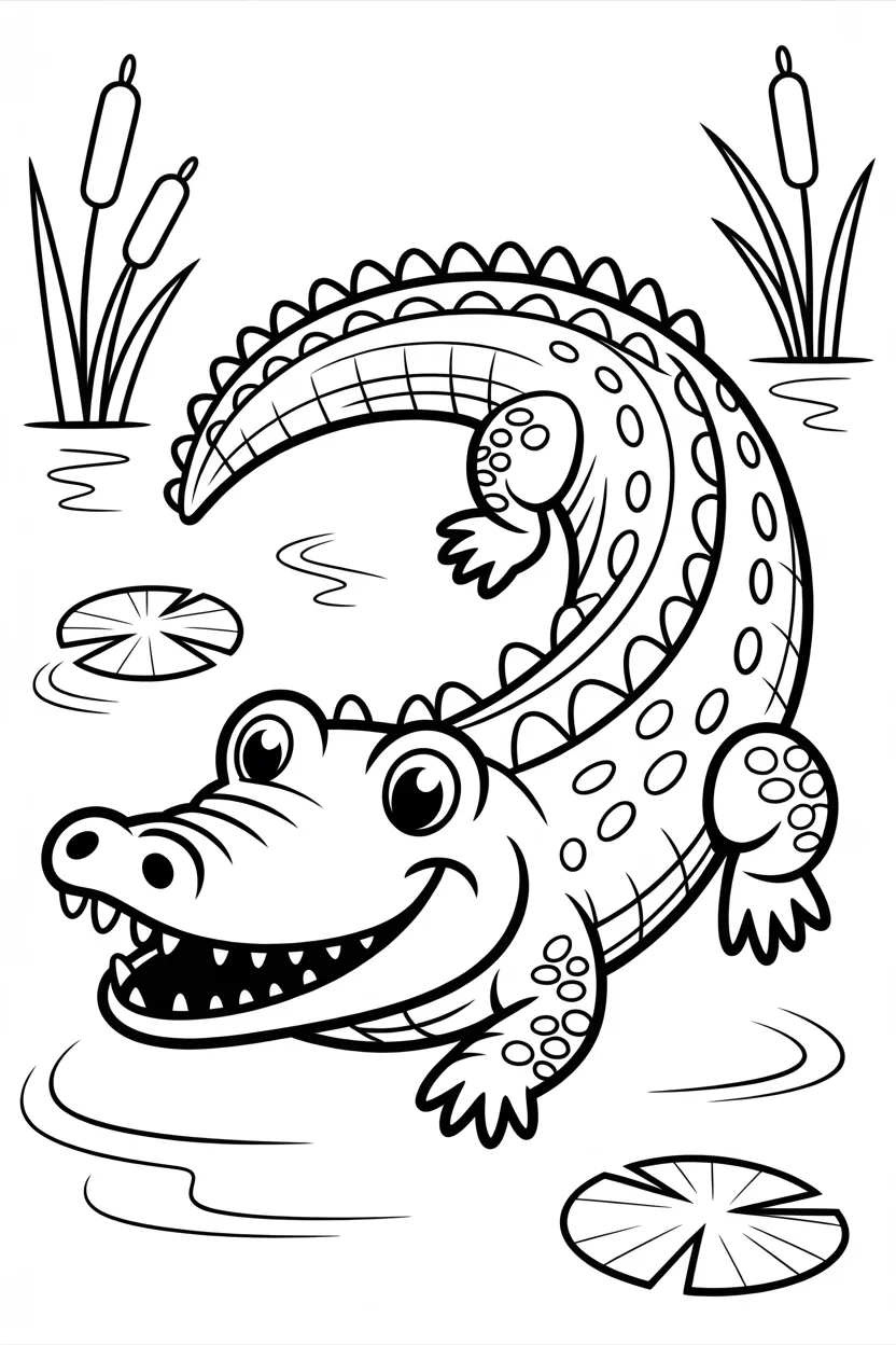 Crocodile Design 1 - Crocodile Coloring Pages Free Printable