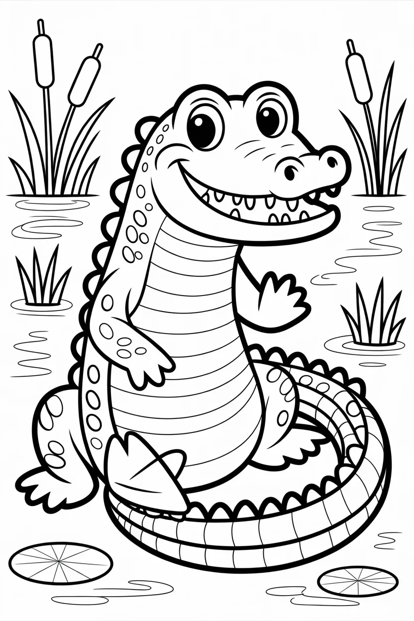 Crocodile Design 2 - Crocodile Coloring Pages Free Printable - Pack)