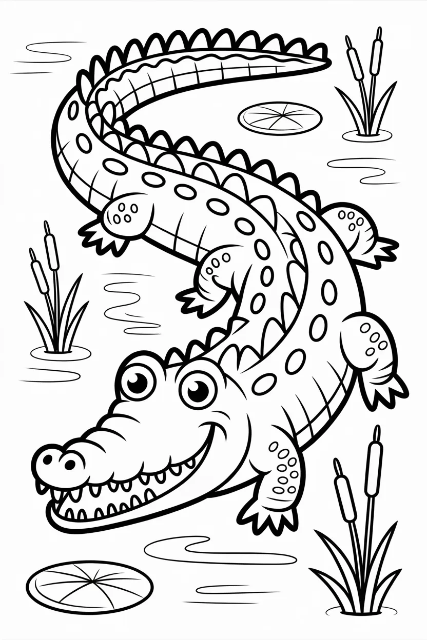 Crocodile Design 1 - Crocodile Coloring Pages Free Printable (2)