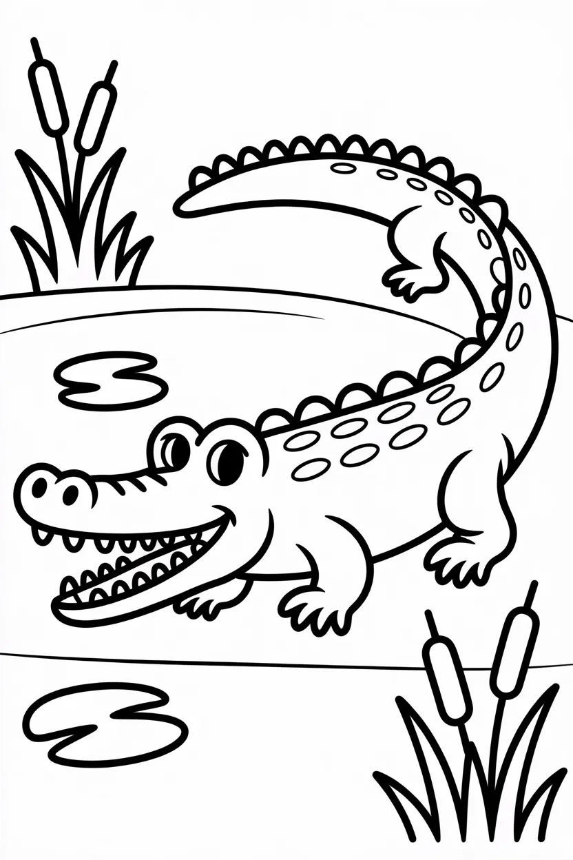 Crocodile Design 2 - Crocodile Coloring Pages Free Printable - Pack) (2)