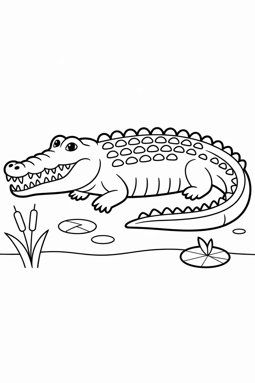 Crocodile Design 1 - Crocodile Coloring Pages Free Printable - Pack)