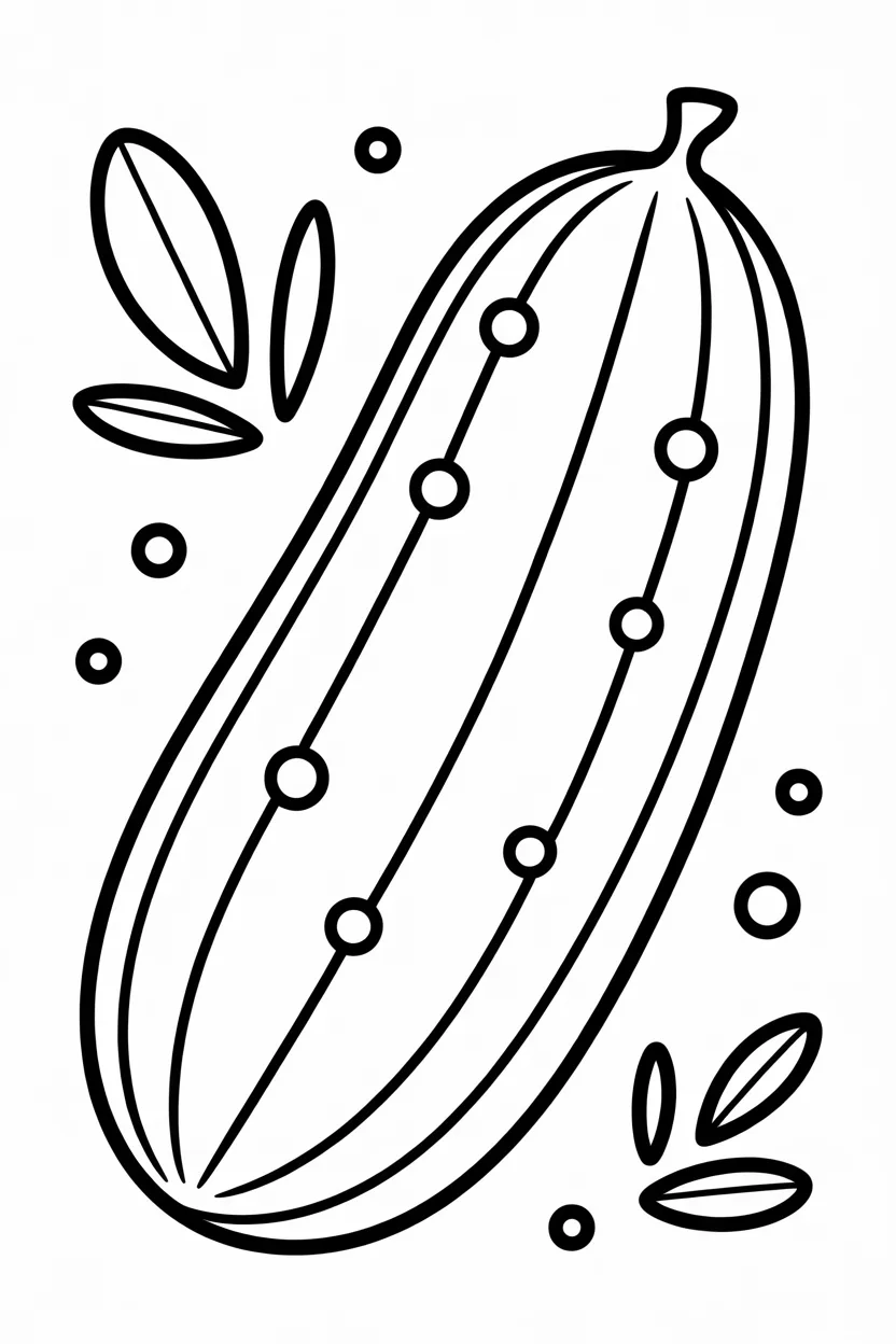 Cucumber Design 4 - Cucumber Coloring Pages Free Printable for Kids - Creative