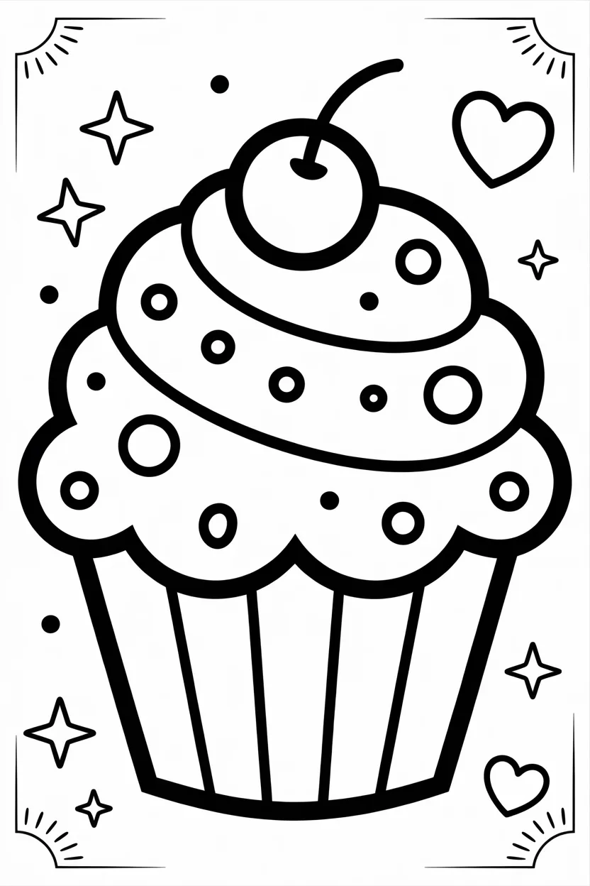 Cupcakes Design 1 - Cupcakes Coloring Pages Free Printable for Kids - Cute