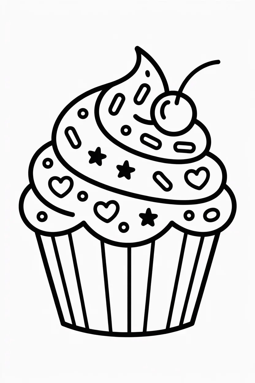 Cupcakes Design 2 - Cupcakes Coloring Pages Free Printable for Kids - Cute