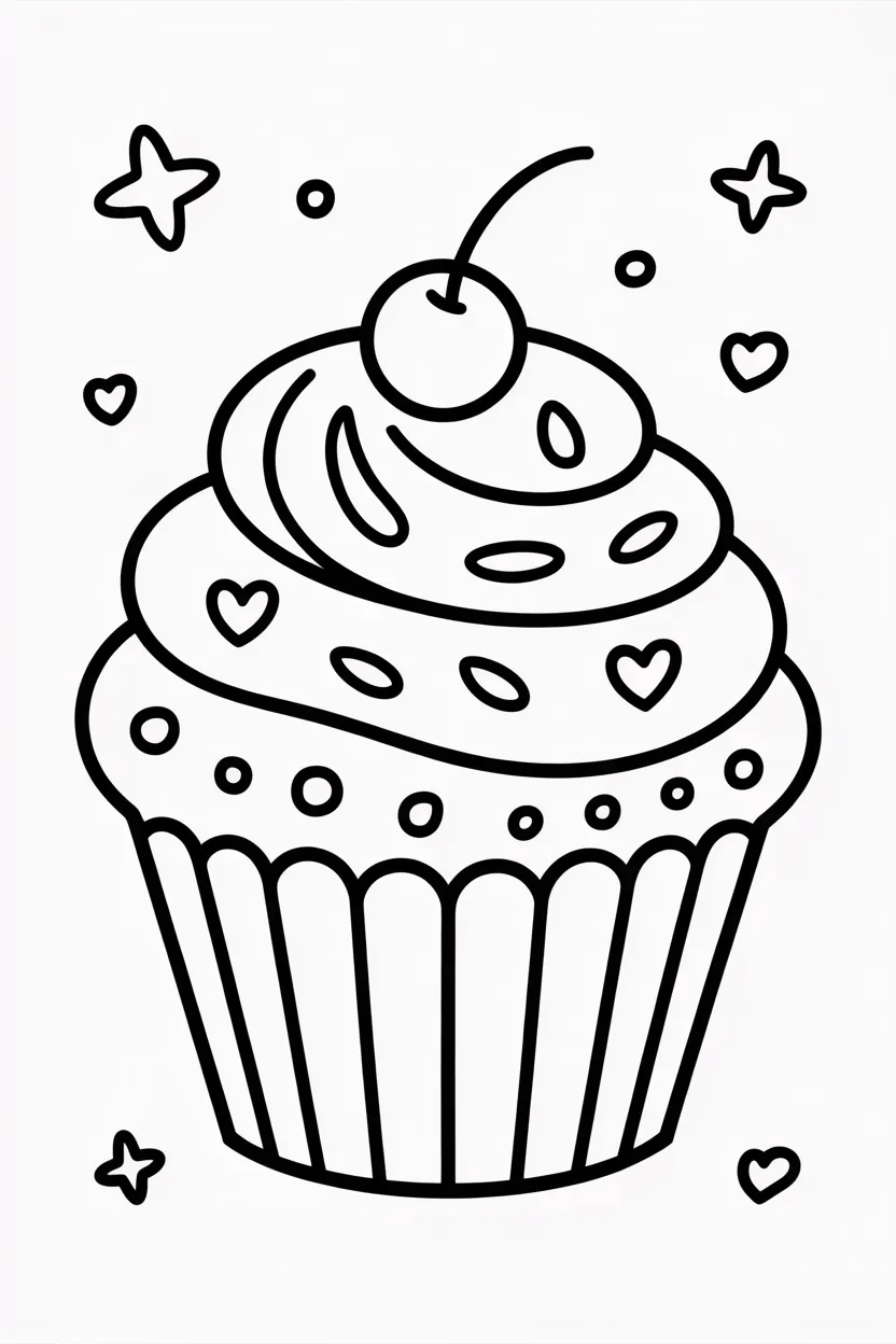 Cupcakes Design 3 - Cupcakes Coloring Pages Free Printable for Kids - Cute