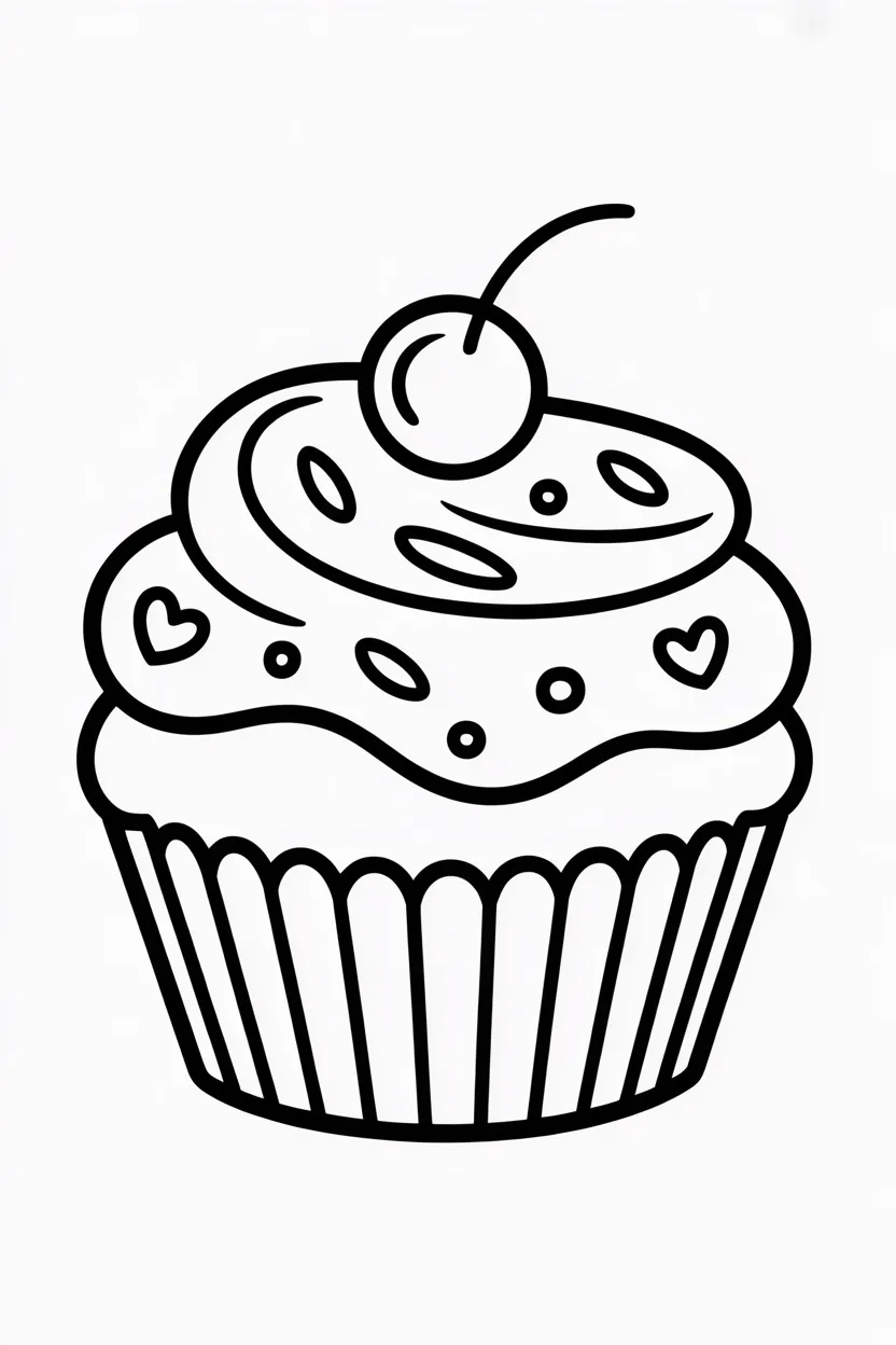Cupcakes Design 4 - Cupcakes Coloring Pages Free Printable for Kids - Cute