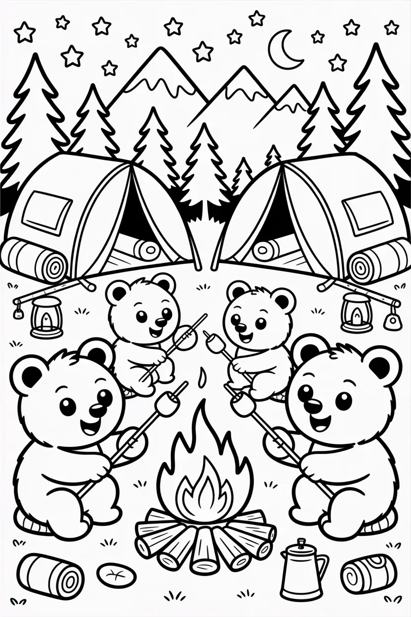 Cute bears Design 1 - Cute Bears Coloring Pages Free Printable for Kids