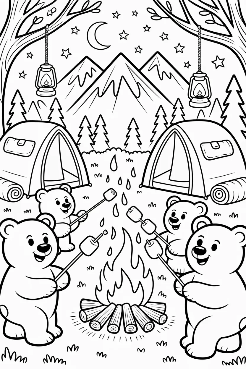 Cute bears Design 2 - Cute Bears Coloring Pages Free Printable for Kids