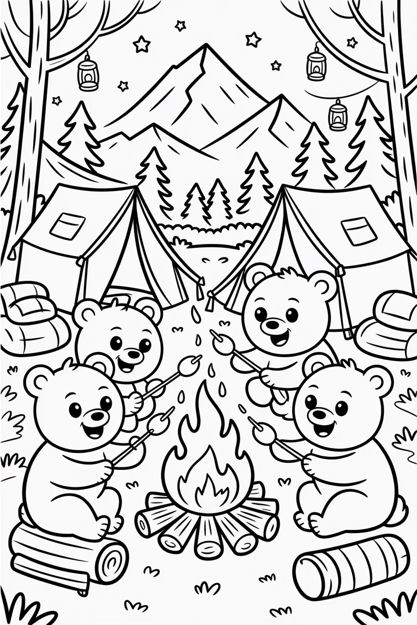 Cute bears Design 3 - Cute Bears Coloring Pages Free Printable for Kids