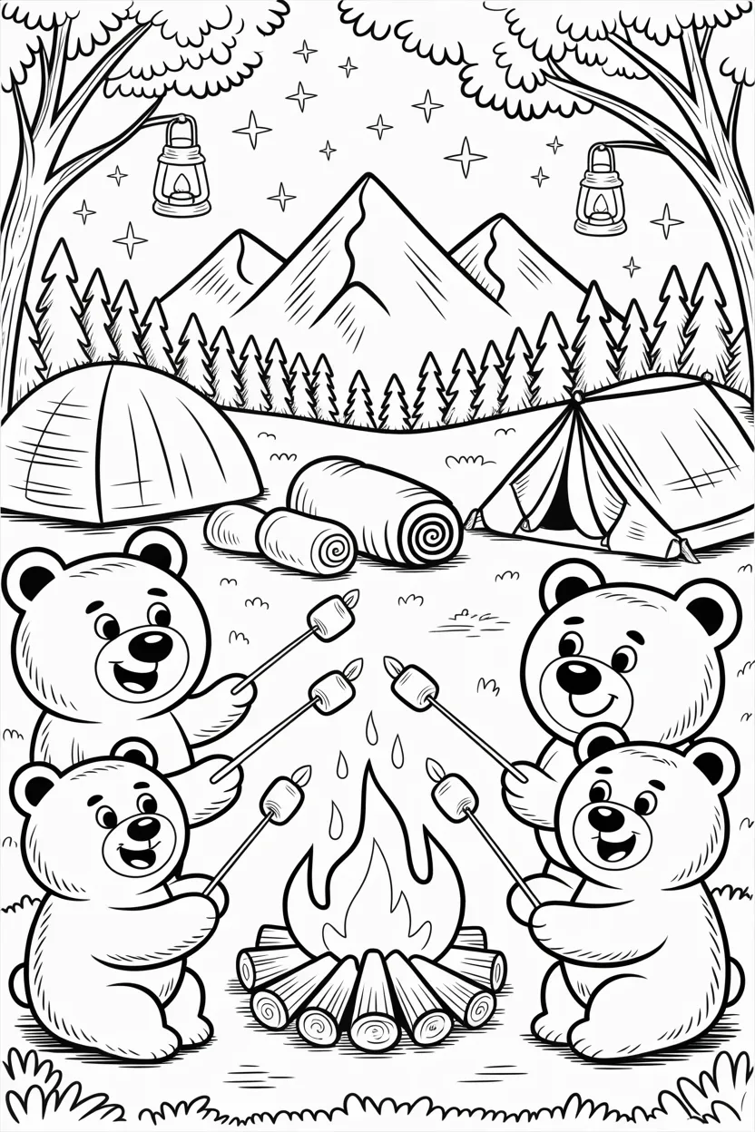 Cute bears Design 4 - Cute Bears Coloring Pages Free Printable for Kids