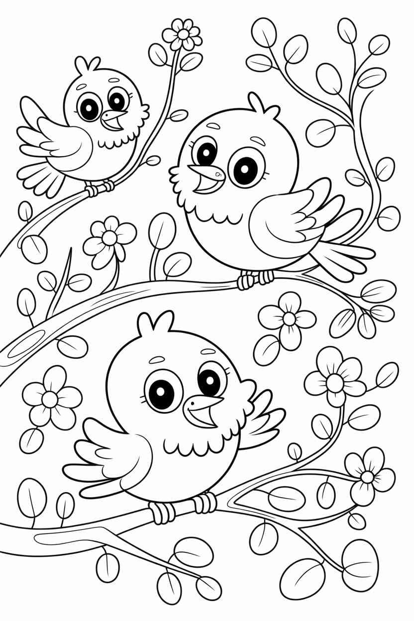 Cute Birds Coloring Pages Free Printable