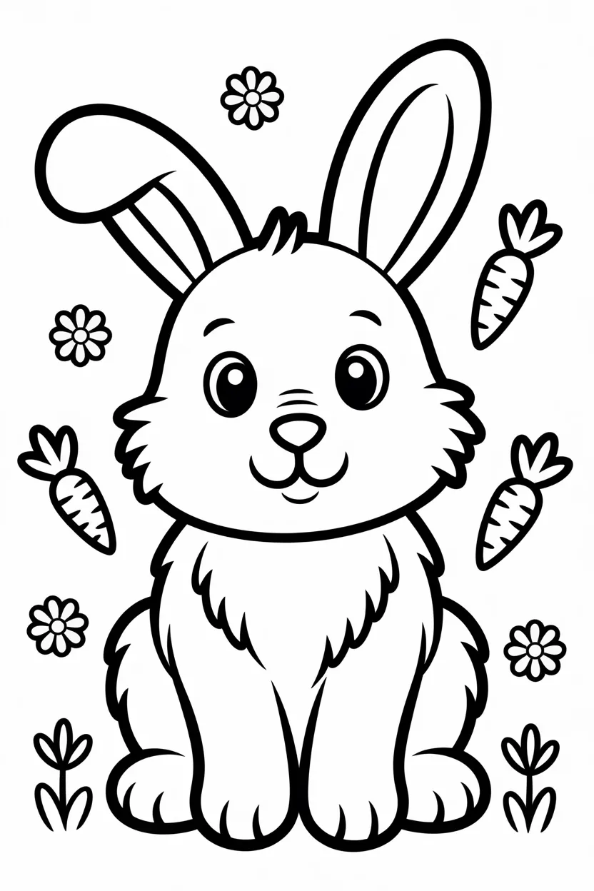 Cute bunny Design 1 - Cute Bunny Coloring Pages Free Printable - Adorable Fun