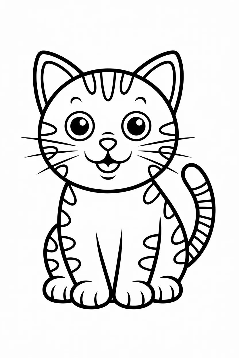 Cute cat Design 1 - Cute Cat coloring pages free printable for Kids - Adorable (2)