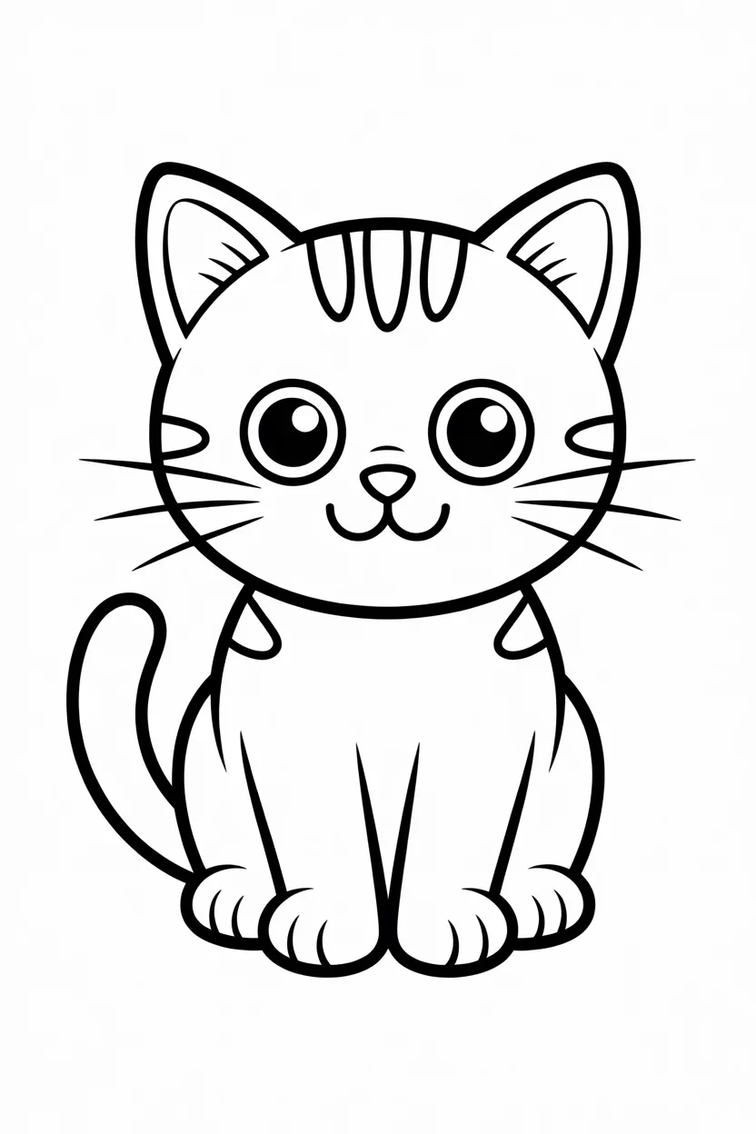 Cute cat Design 3 - Cute Cat coloring pages free printable for Kids - Adorable