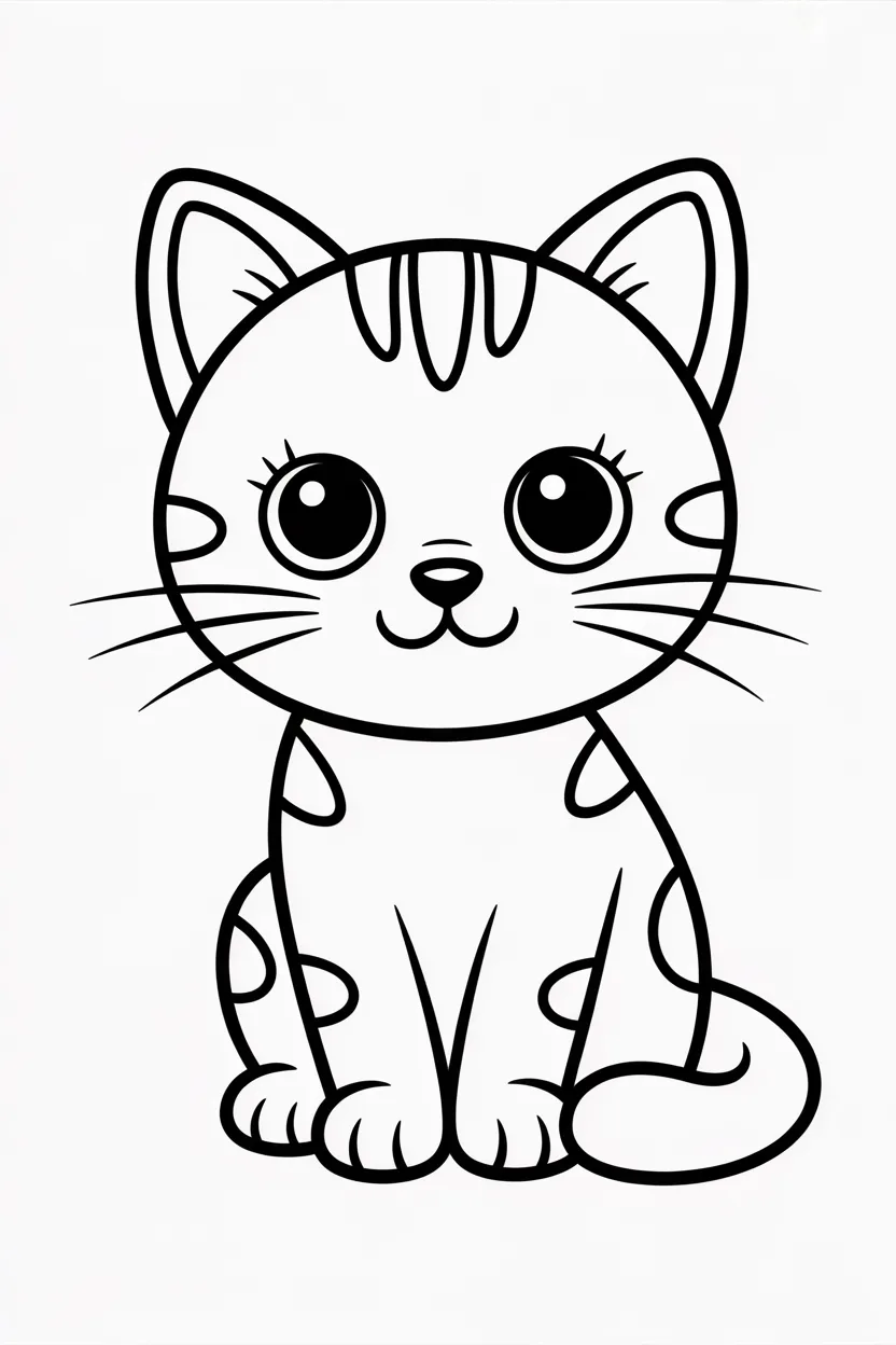 Cute cat Design 4 - Cute Cat coloring pages free printable for Kids - Adorable