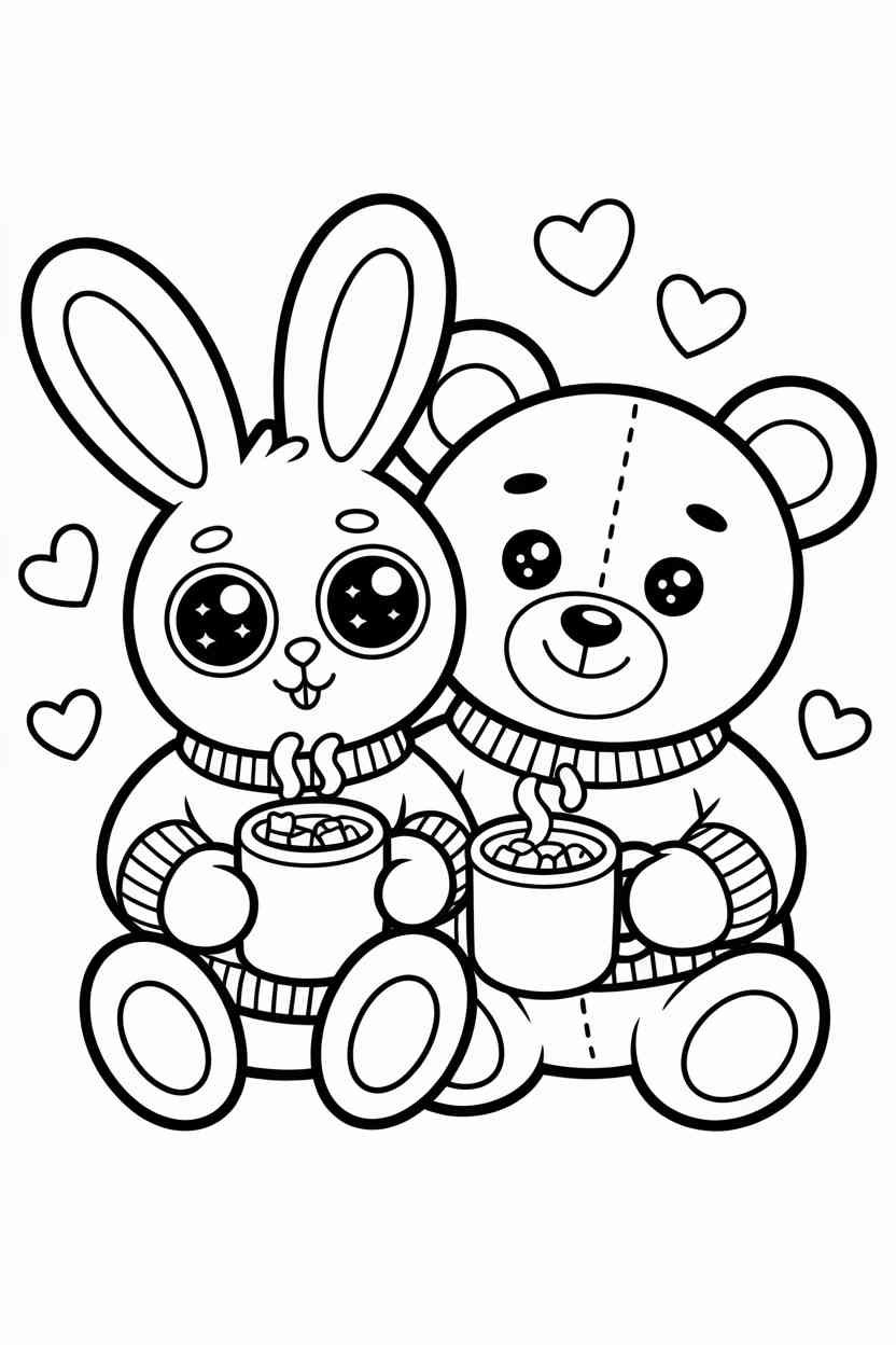 Cute cozy animals Design 1 - Cute Cozy Animals Coloring Pages Free Printable